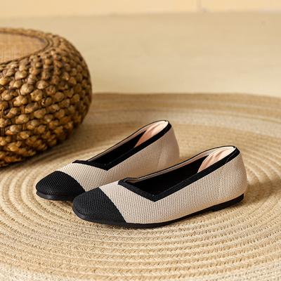 Damskie Wiosna Lato Wygoda Moda Dzianina Fly Line Płaskie Buty Luksusowe Płytkie Usta Kwadratowy Nosek Miękka Podeszwa Pojedyncze Buty