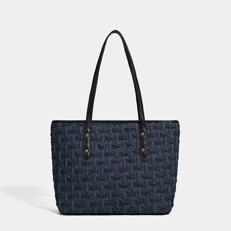 

Premium commuter tote bag large-capacity bag female 2025 new super fire college student class shoulder armpit bag темно-синий