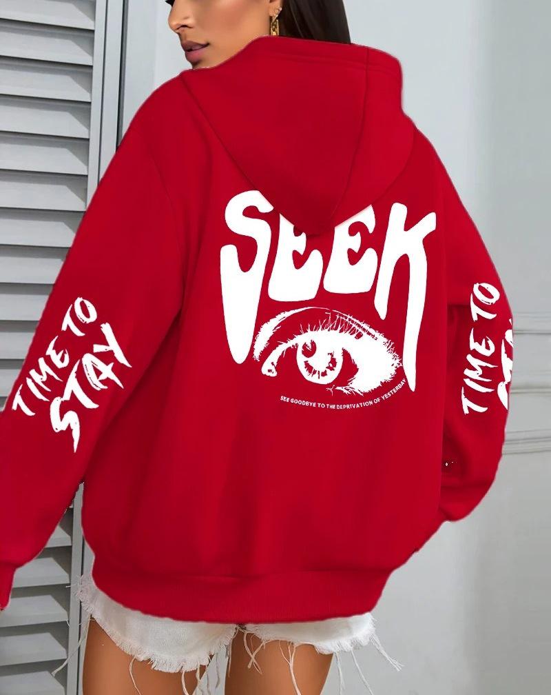 Women's Casual Autumn Fleece Hooded Sweatshirt with Pockets