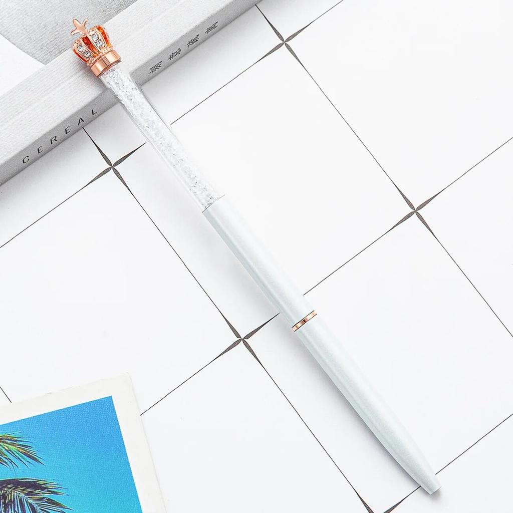 1 Stück Kreativer mehrfarbiger Kristallkronen-Kugelschreiber aus Metall für das Büro, Drehstifte für die Schule, Schreibwaren, Bürobedarf