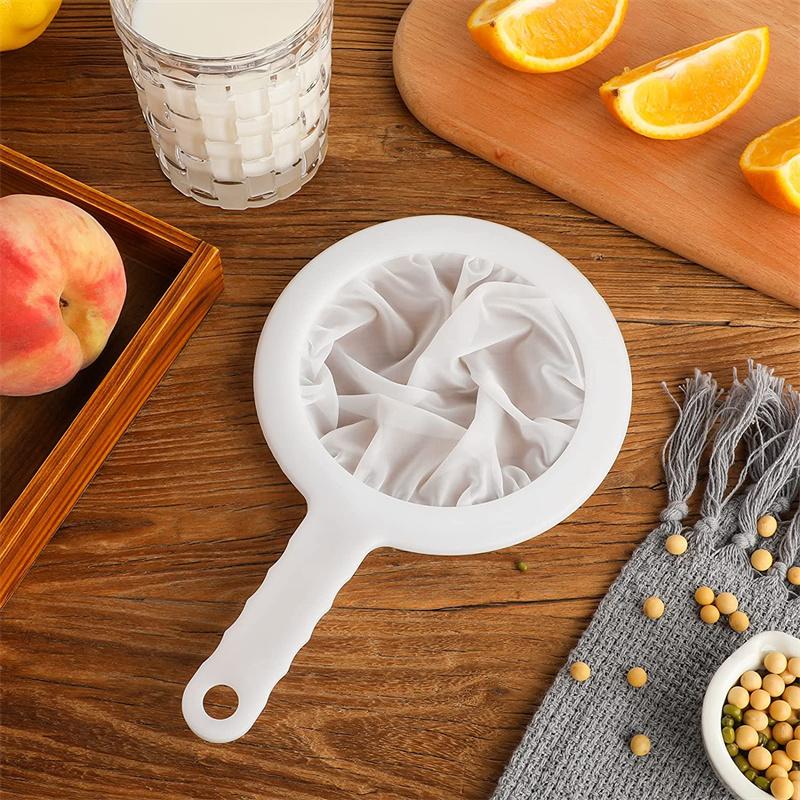 Nylon Mesh Strainer, Food Yogurt Mesh, Plastic  Fine Mesh Colander with Handle for Filtering Juice Milk Soy Coffee Honey Wine
