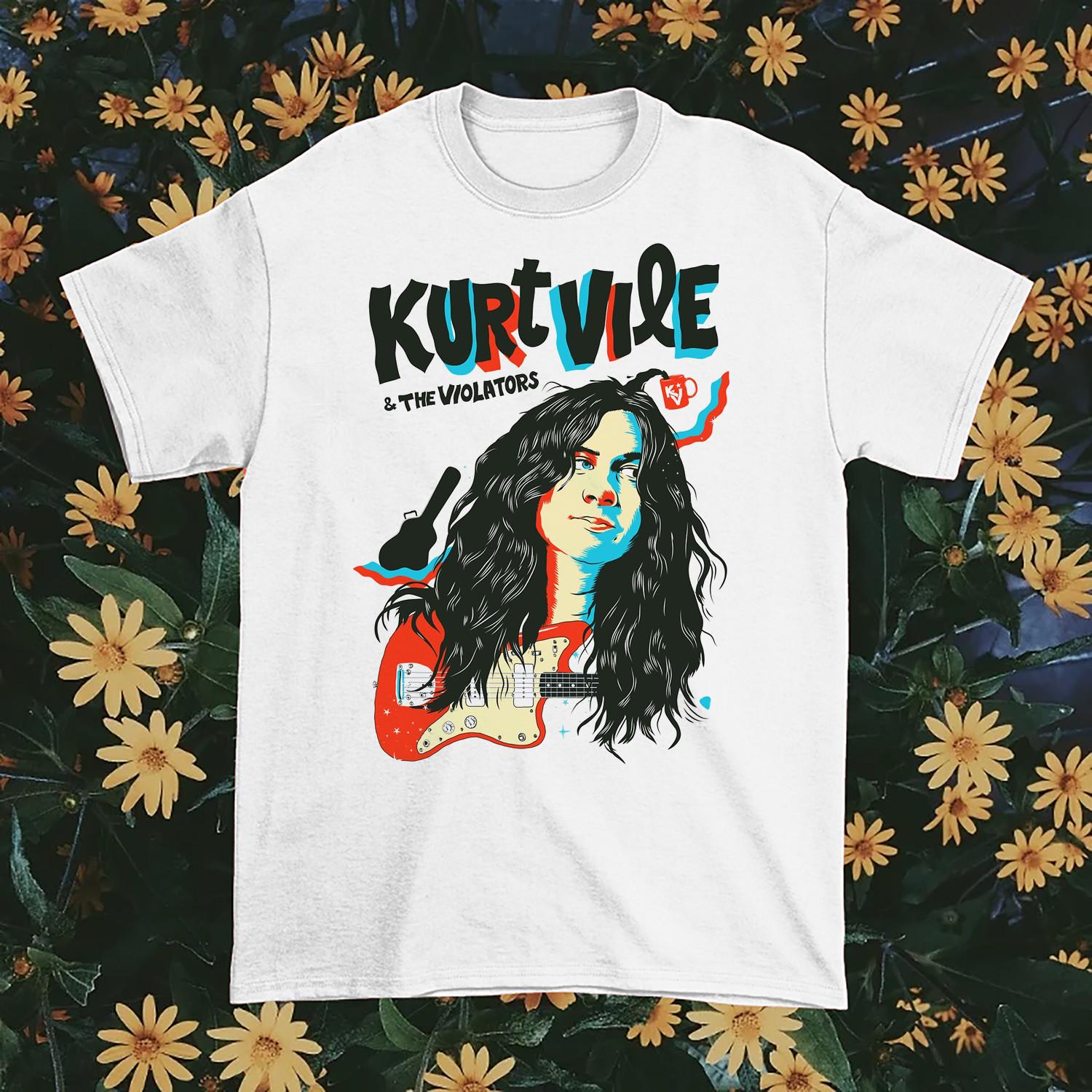 New Kurt Vile Music Star Heavy Cotton White All Size Shirt AG530 S разноцветный
