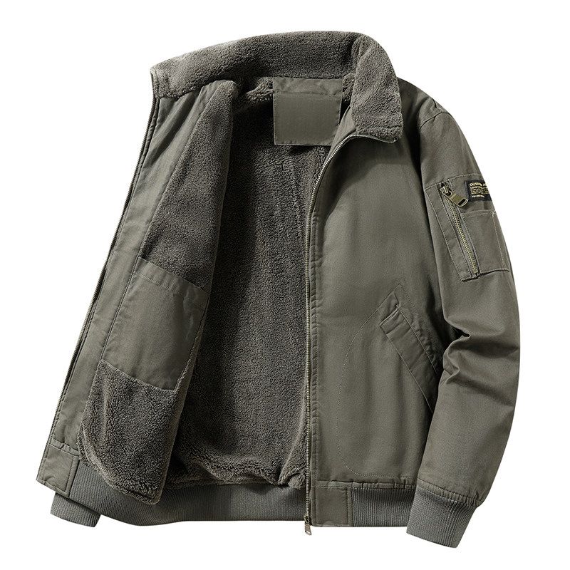 Men's Lapel Jacket, Thickened Warm Coat, Casual Top, Trendy Brand, Lamb Wool Men's Clothing