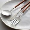 Scandinavian ins pearwood 304 mirror western tableware 304 stainless steel steak knife and fork bento rice spoon three-piece set