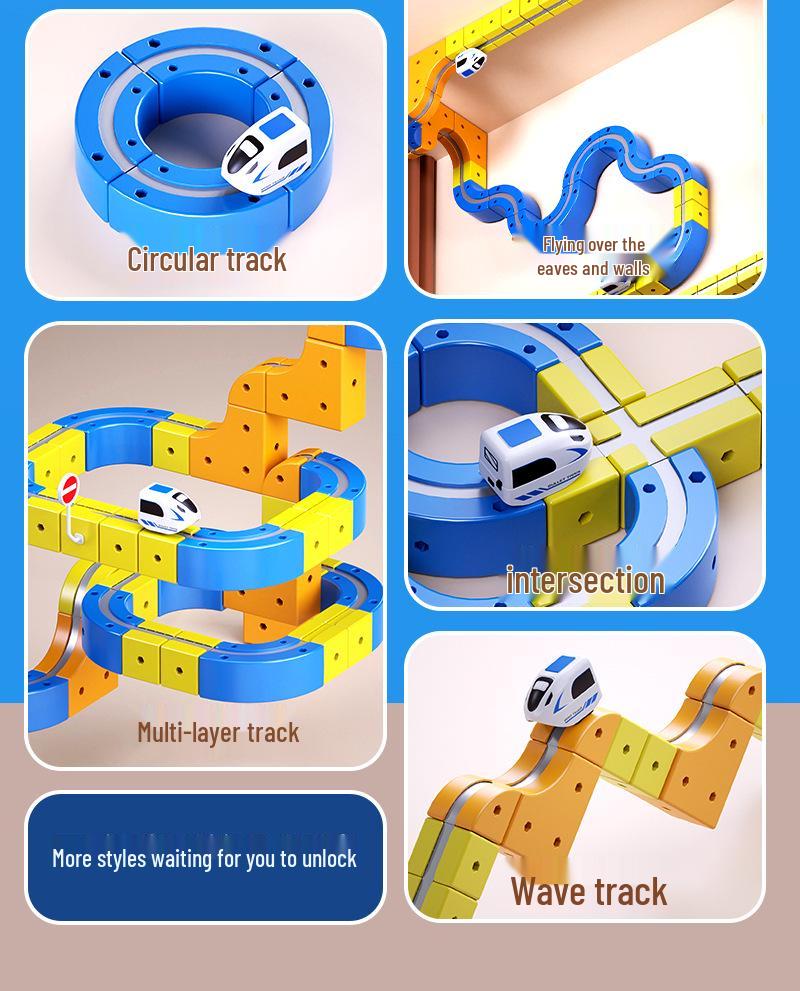 International Children's Educational Magnetic Building Blocks High-speed Rail Toy Train.