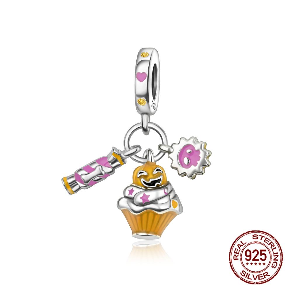 

copper Halloween Candy Cake Pastry Pendant Spooky Sweets Charm Compatible With Authentic Charm Bracelets Women Do It Yourself Jewellery Gift