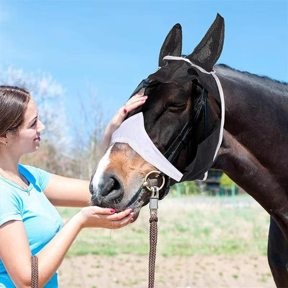 Professional Horse Fly Mask Adjustable Anti-Flyworms Mask High Quality Horse Mask  Stable Use