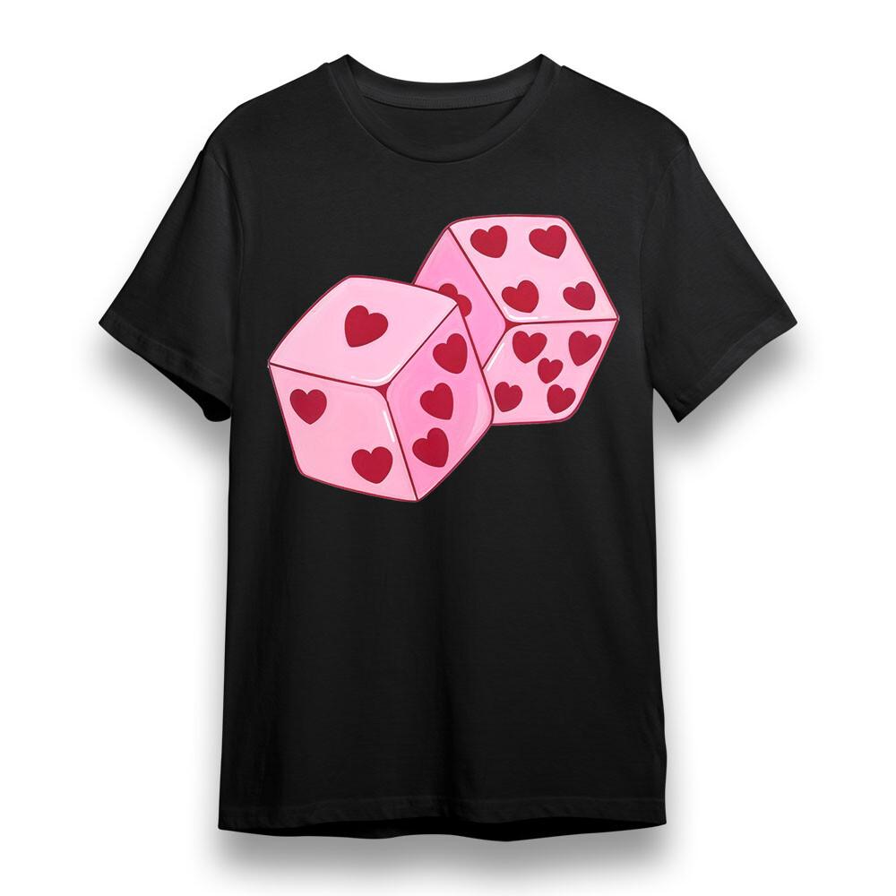 

Women s Plus Size T-shirt With Geometric Love Dice Graphic 100% Cotton Tee USA L