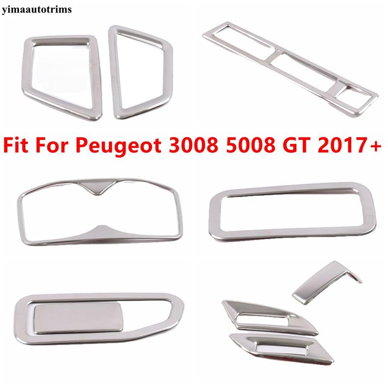 Water Cup Panel / Driver Storage / Glove Box / Head Light / Air AC Cover Trim Accessories For Peugeot 3008 5008 GT 2017 -