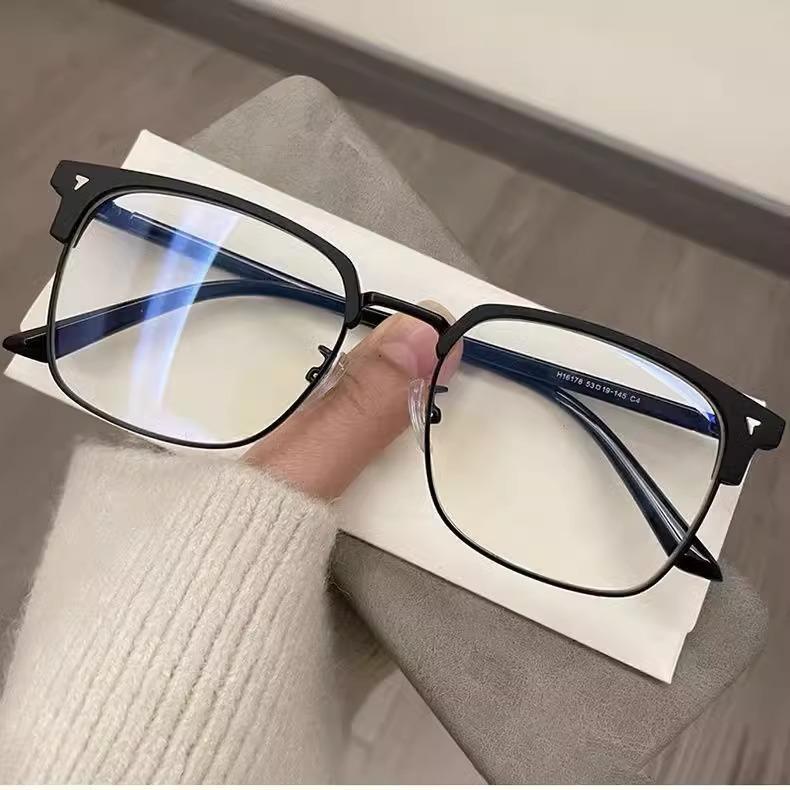 Men's Photochromic Colored Glasses Half Frame Anti Blue Light Glasses Man Eye Protection Myopia Glasses -1.0 1.5 2.0 2.5 3.5 4.0