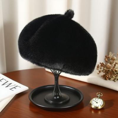 Moda Otoño e Invierno Engrosado para Mantener el Calor Boina de Calabaza para Mujer Color Sólido Estilo Japonés Casual Mullida Artista Pintor Gorro Octogonal