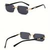 1Pc Rimless Sunglasses Rectangle Women Men Shades Small Square Sun Glasses For Female Male Beach Vacation Travel Eyewear