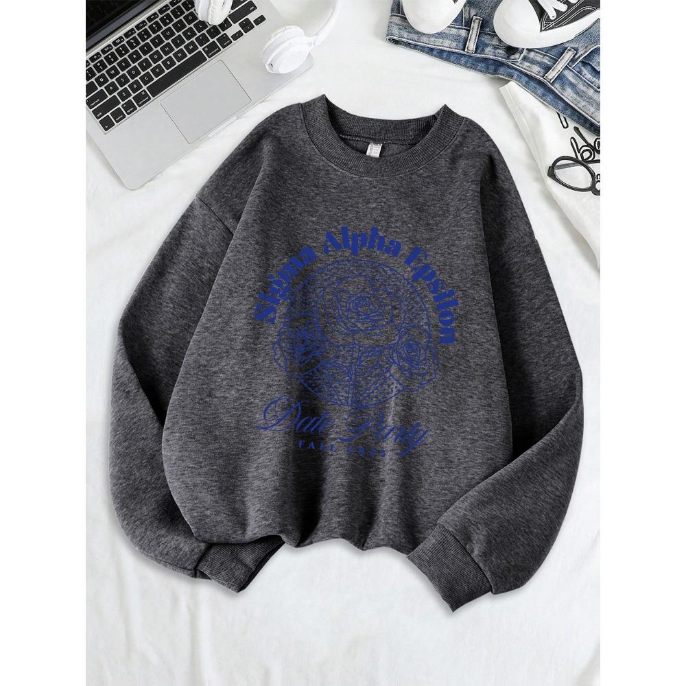 Sigma Alpha Epsilon Date Party Prints Sweatshirts Women Loose Casual Hoodies Crewneck Soft Pullover Warm Winter Clothes