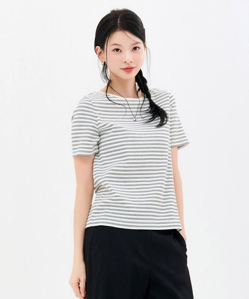 CHASECULT Women'S Striped Ribbed Short Sleeve T-Shirt-Fbrg5863D01