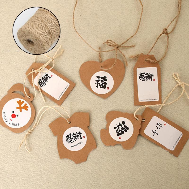 100M Natural Jute Twine Arts Diy Crafts Gift Hang Packaging Rope Handmade Fine String Durable Bundling Twine