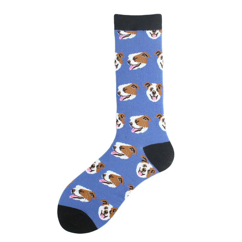 Cool Hip Hop Crew Socks Men Funny Animal Squirrel Shark Dinosaur Boxing Dog Fortune Cat Sokken Harajuku Divertidos Chaussette