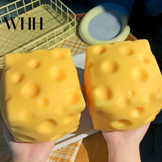 Yellow Cheese Squeeze Toy Stress Relief Cube Fidget Relaxation Stretch Focus Aid Simulated Sensory Soft TPR Ball Anxiety