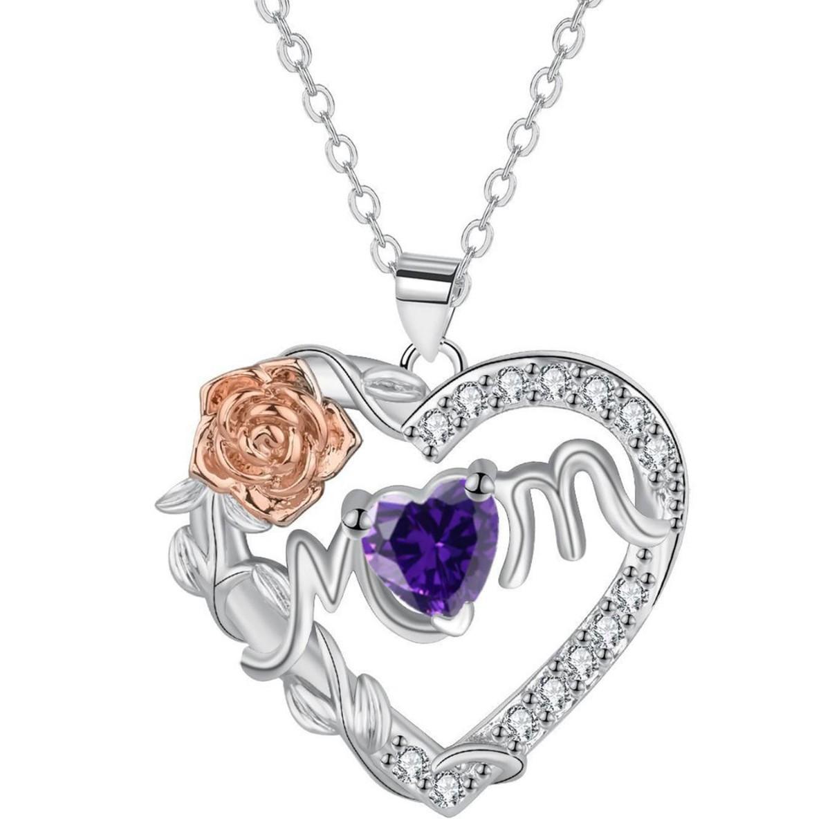 

Fashion Mother S Day Necklace Heart Rose Collarbone Chain Premium Durable Quality Useful Practical Reliable Efficient