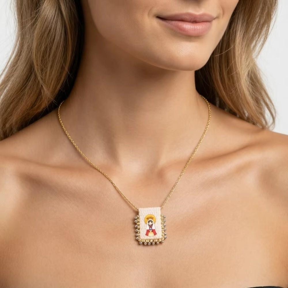 Cartoon Design Catholic Necklace Mini Size Virgin Mary Pendant Necklace  for Men and Women
