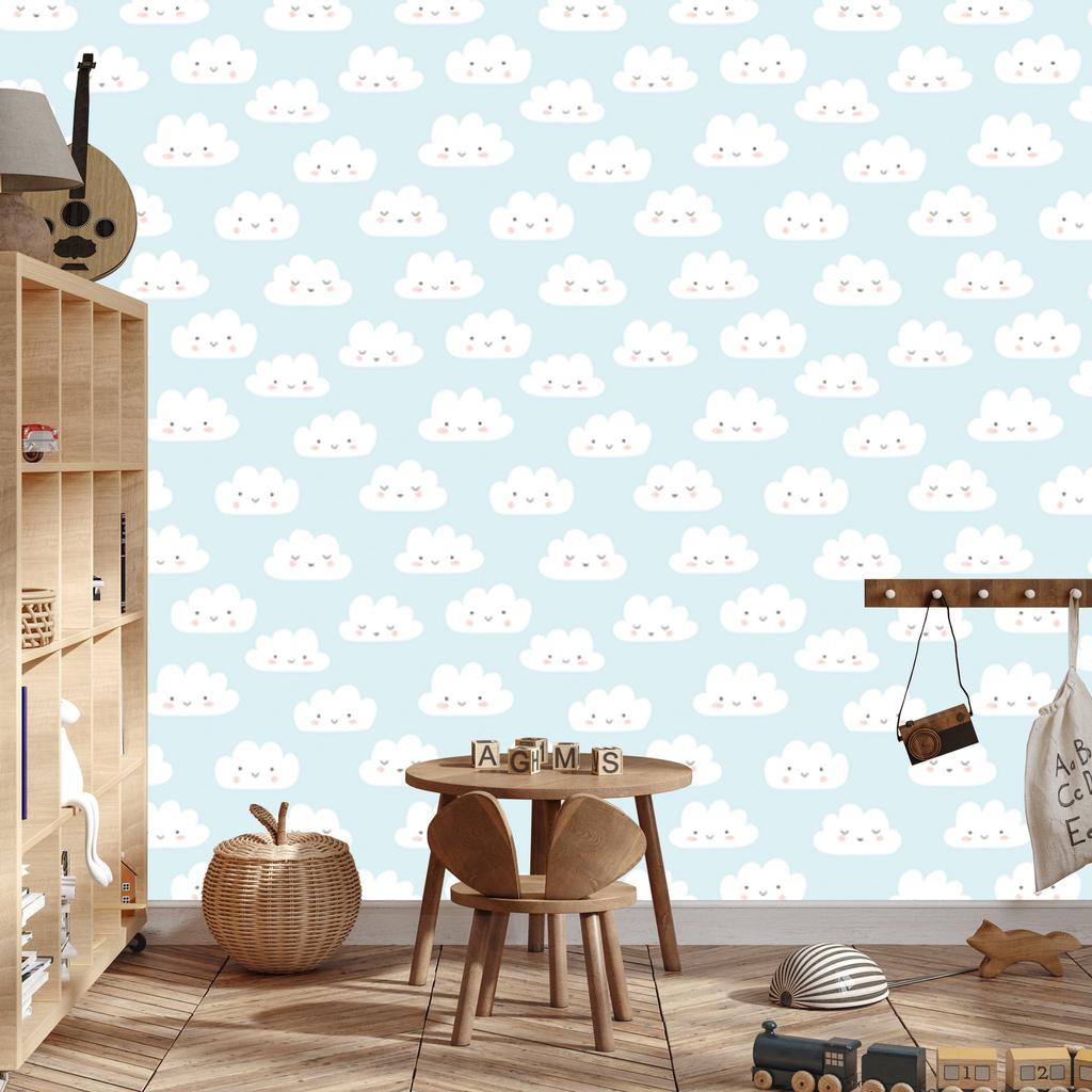 Cheerful Clouds Wallpaper for Living Room and Bedroom 50x1000
