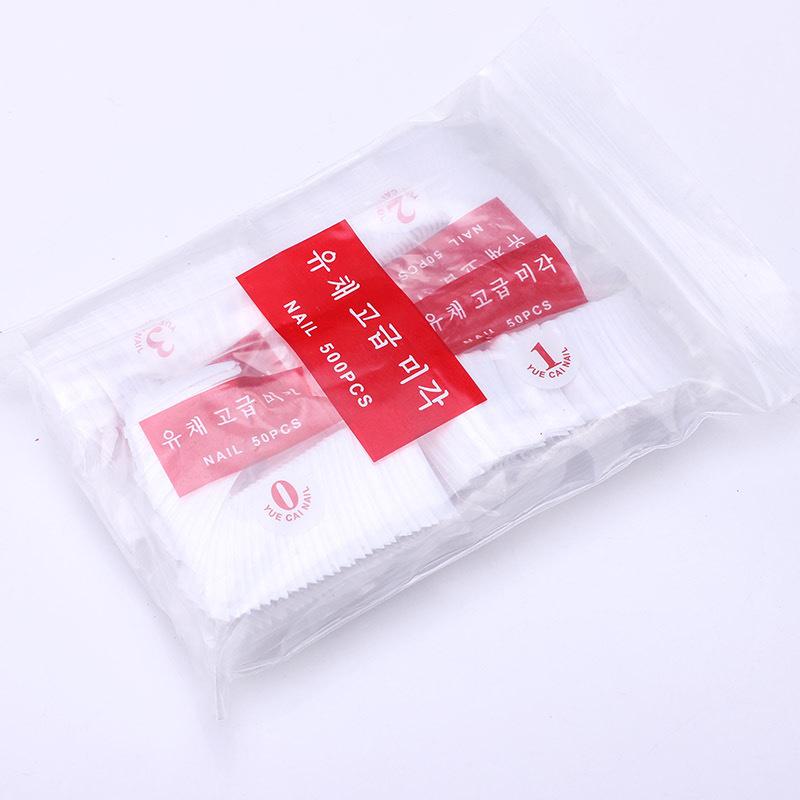 Korean French Nail Tips - 500 pcs Clear Half-Cover Seamless Stickers