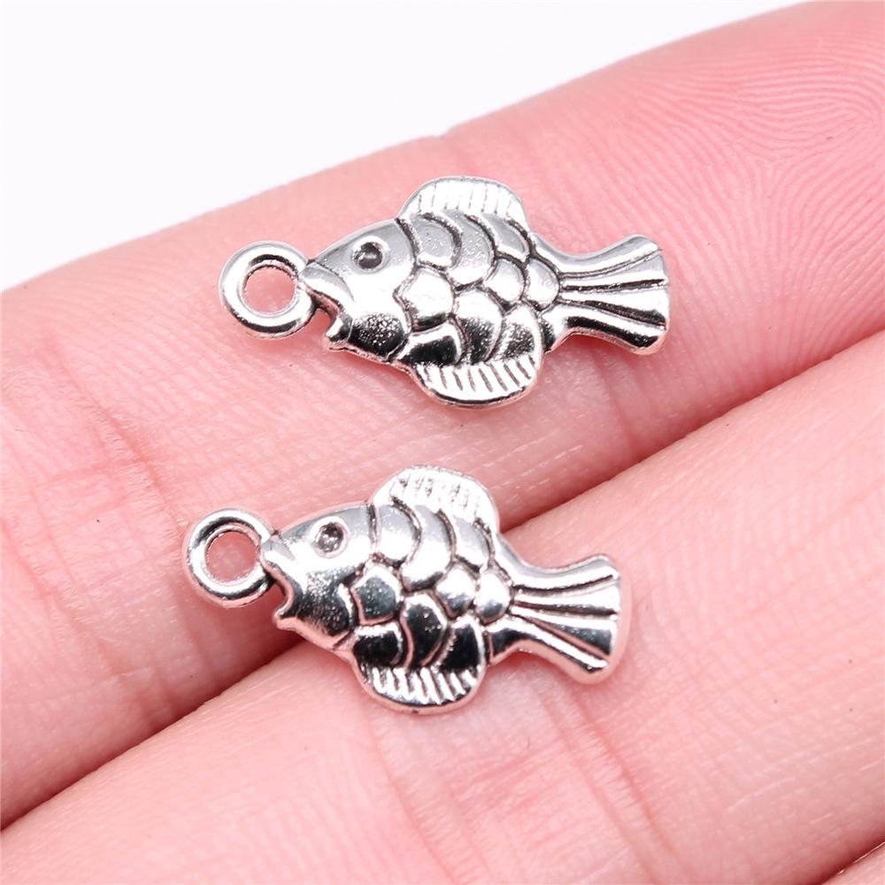 20 Stück Fisch Anhänger Antik Bronze Silber Farbe Anhänger DIY Basteln Herstellung Zubehör Handgefertigt Tibetischer Schmuck Für Schmuckherstellung
