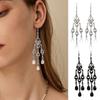 Elegant Teardrop Dangle Earrings With Stone Dialects And Intricate Cutout Design In Nonallergenic Zinc Alloy For Daily Or Formal Wear