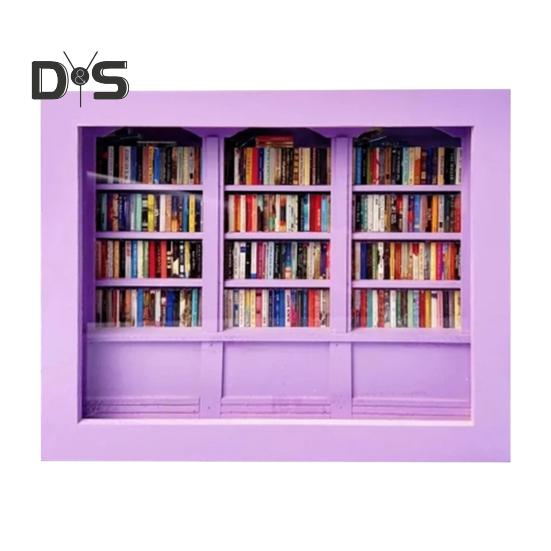 

Миниатюрная библиотека с книжной полкой Anxiety с 200 мини-книгами, избавляющими от беспокойства, деревянная книжная полка, сенсорная игрушка для домашнего офиса фиолетовый