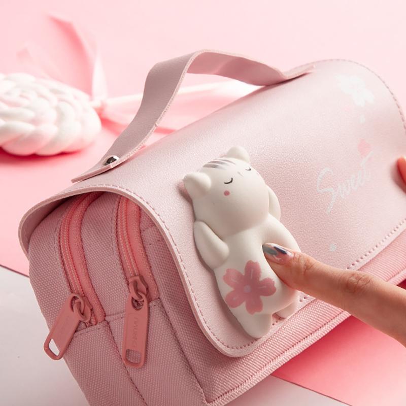 Roztomilá kočka dekompresní dvouvrstvý penál přenosný dívčí kawaii psací potřeby