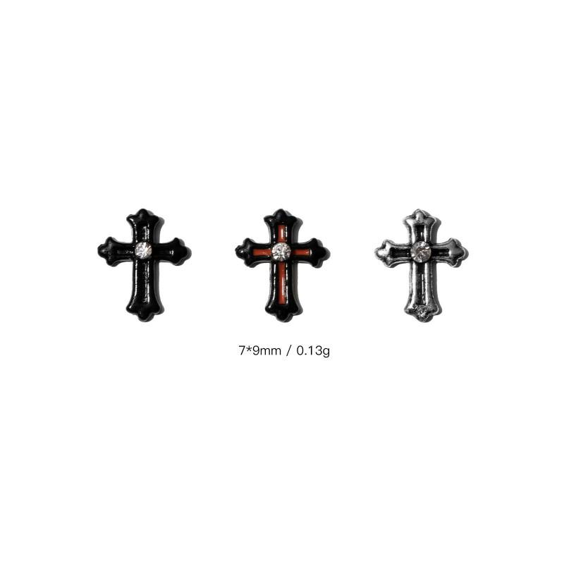 Halloween Cross Nail Charms Y2K Punk Style Rhinestone Alloy Decorations Art