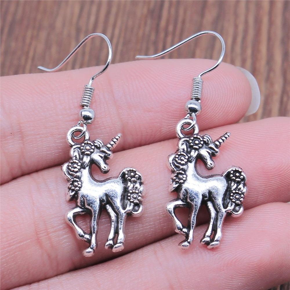 50 Styles Animal Pendant Dangle Earrings Drop Earrings Antique Silver Color Plated Unicorn Horse Elephant Snake Tiger Earrings
