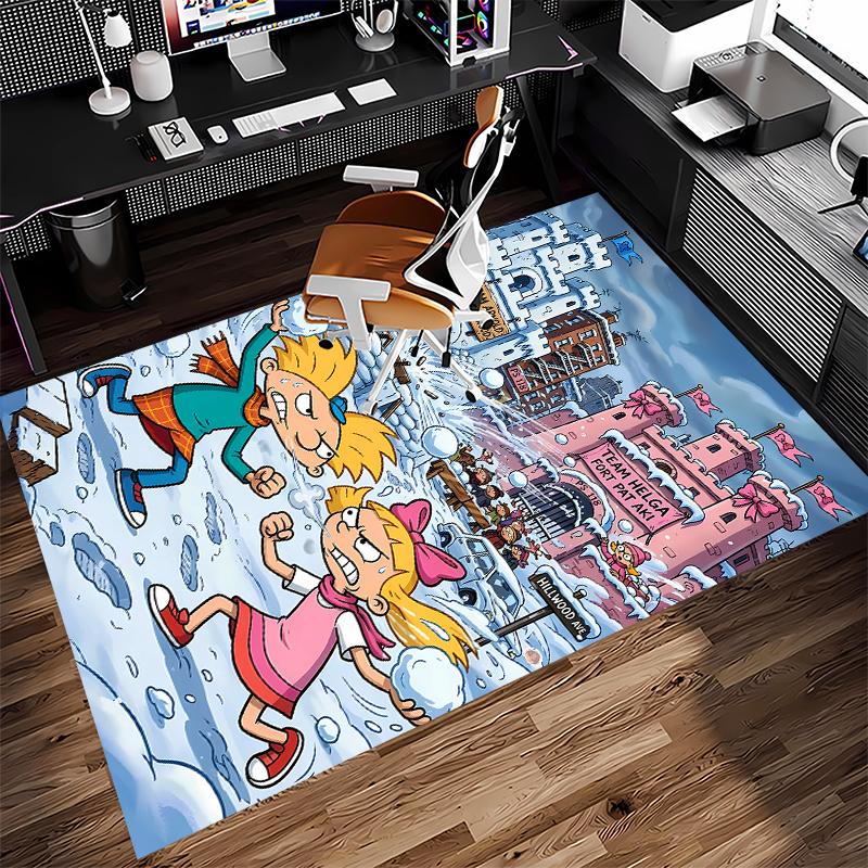 1pc Hey Arnold Print Area Rug - Soft,Washable Non-Slip Indoor Mat for Office Chairs,Living Room,Home Office Decorative Rug