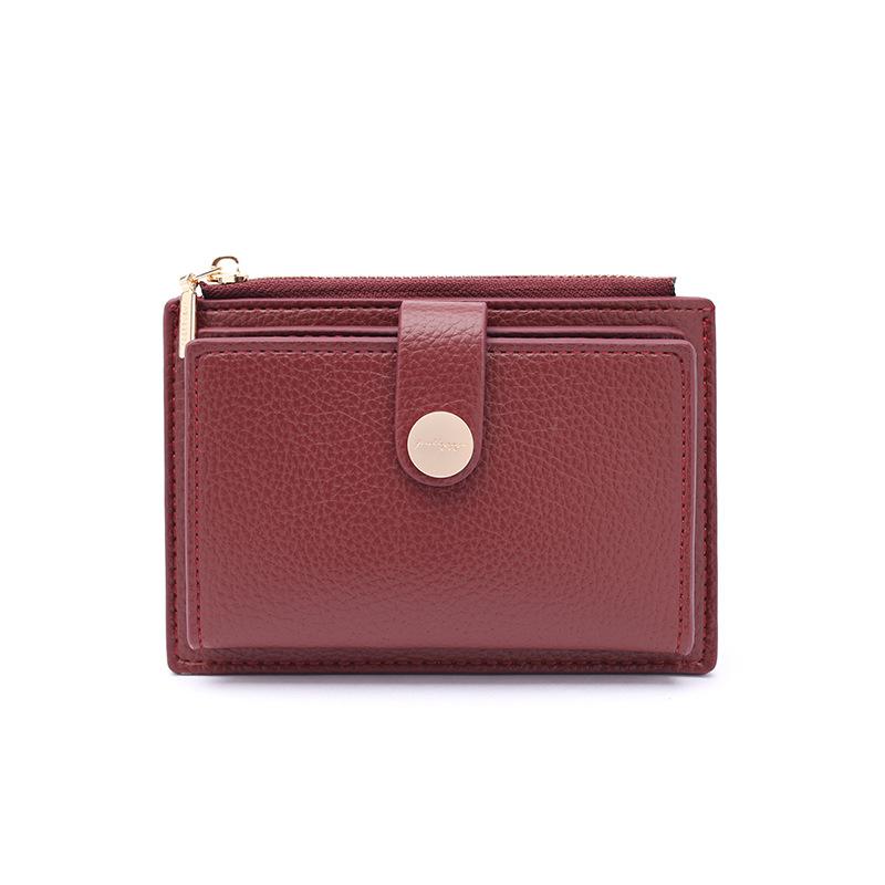 

Женская сумка для карт на молнии средней и длинной длины из искусственной кожи, многофункциональный кошелек Zero, большой емкости, кожаный кошелек бордовый