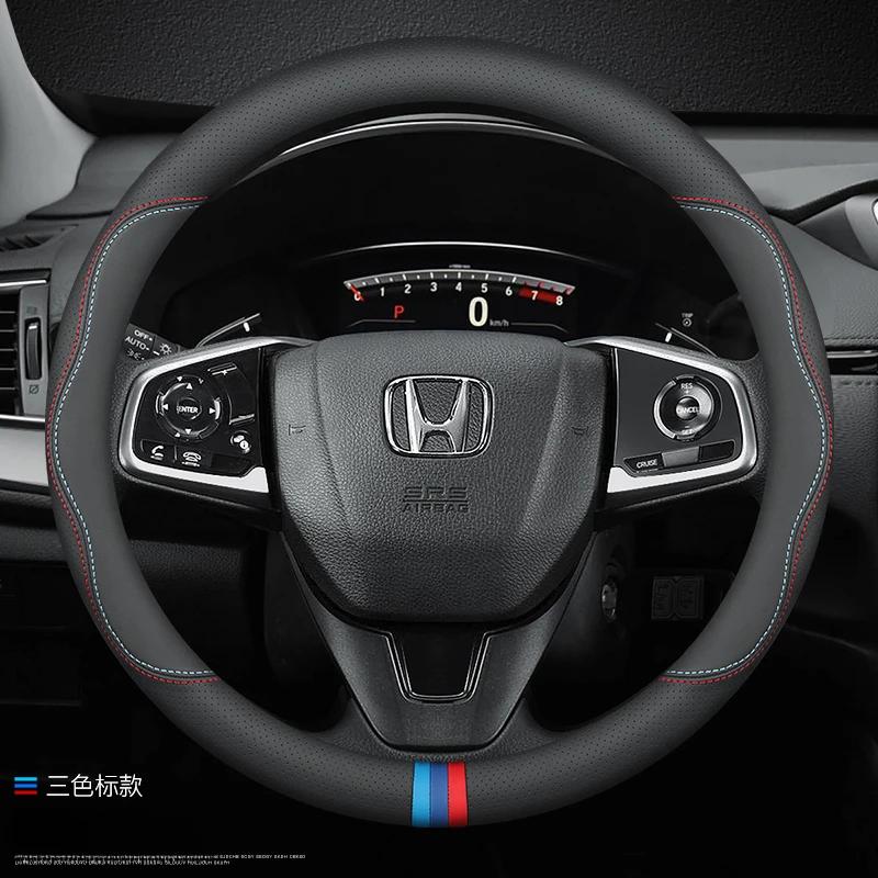 Leather Car Steering Wheel Cover for Honda CRV Ridgeline HRV Prologue URV Accord ZRV Odyssey WRV BRV Accord Pilot Fit Passport