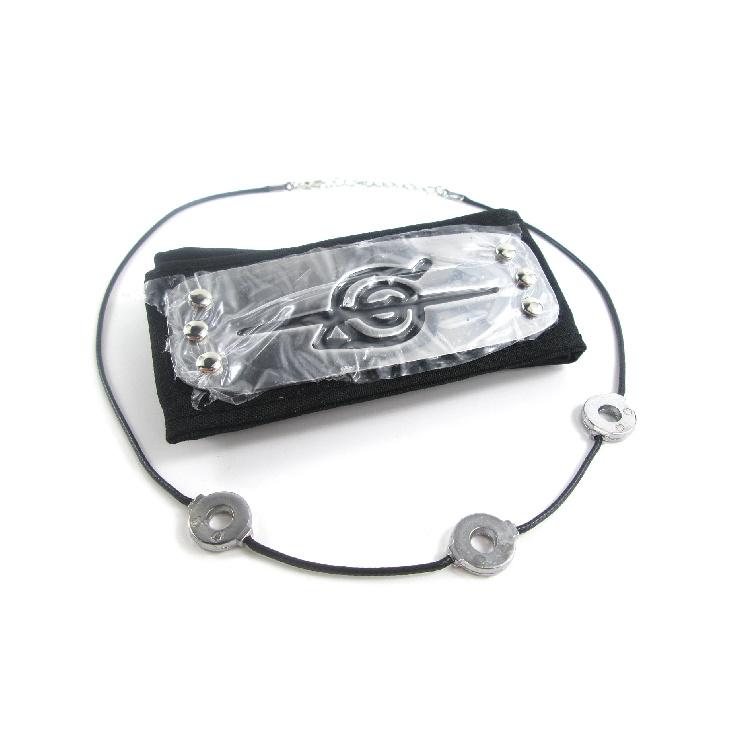 Brdwn Cosplay Akatsuki Hidan Itachi Logo Headband Necklace Ring Kunai 01 Itachi HN 2