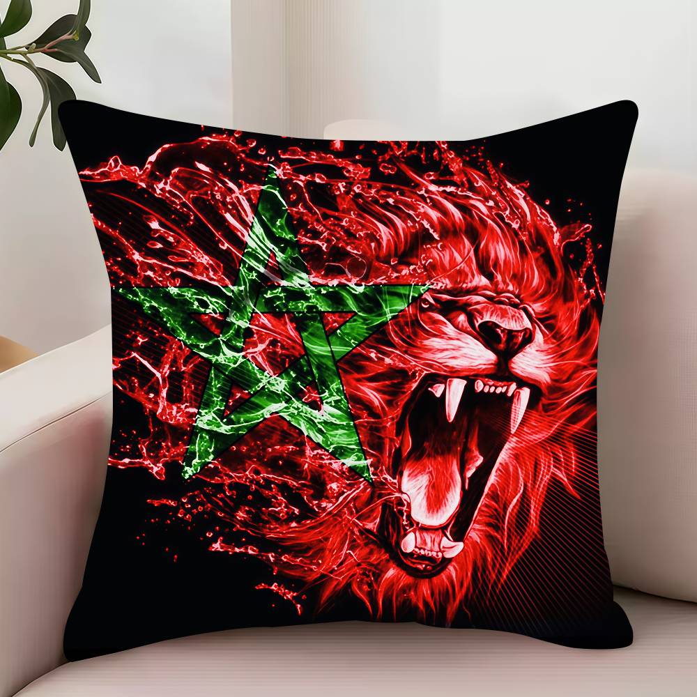 Luksusowa Poszewka na Poduszkę z Flagą Maroka Dekoracja Pokrowce Ochronne Wygodna Miękka na Sofę Salon Biuro Domowe