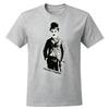 T-shirt Grigia con Ritratto Retrò di Charlie Chaplin