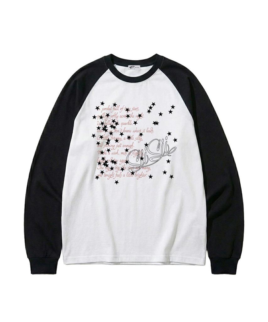PAGESIISII Random Star Print Oversized Long Sleeve Black