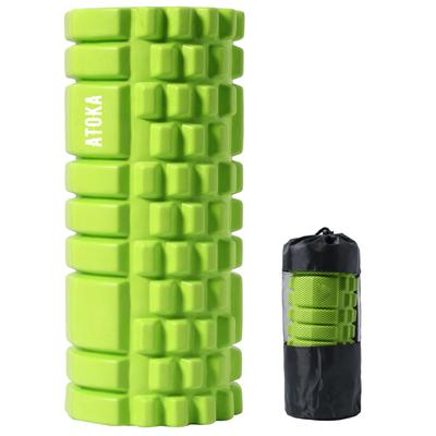 ATOKA Foam Roller, Myofascial Release, Grid Foam Roller, Yoga Pole, Training, Sports, Fitness, Stretching Equipment, with Storage Bag (Green, 33x14cm)