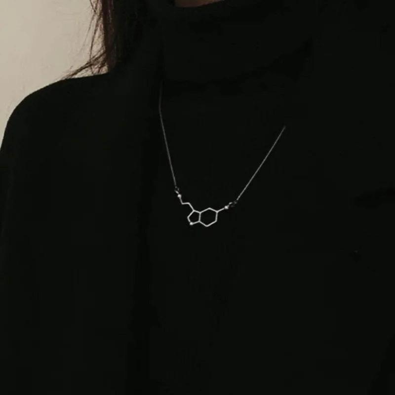Dopamine Molecule Necklace Stylish Neck Chain Ajustable Collarbone Chain Trendy Neck Jewelry for Chemistry Enthusiasts