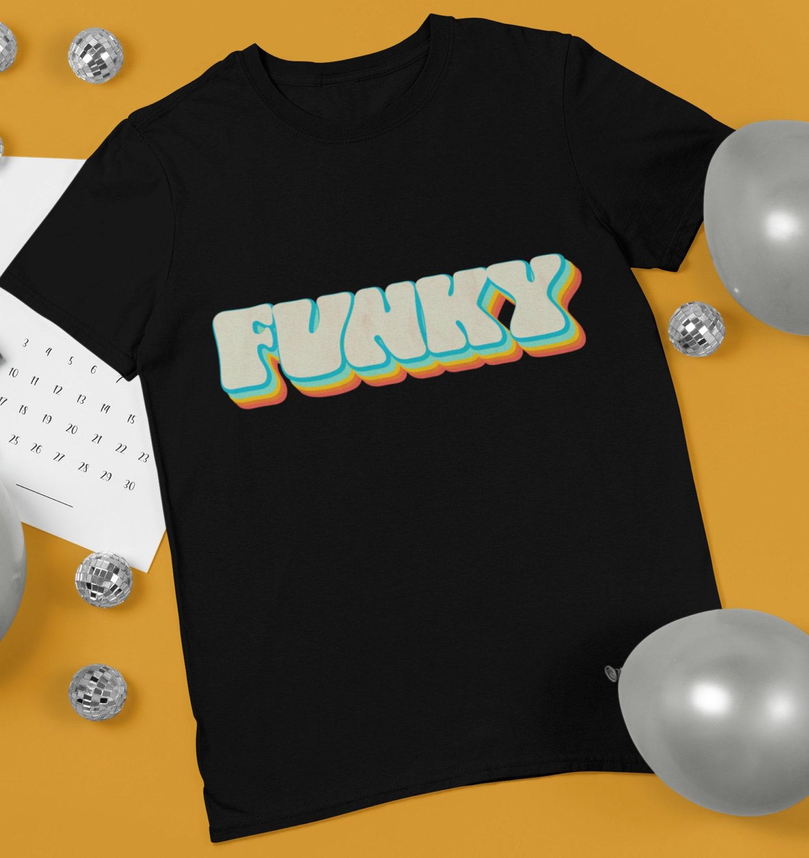 Funky Retro T-Shirt: Multi-Colored Text, Heavy Cotton Tee 2XL