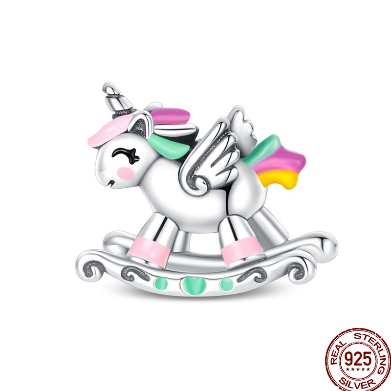 Copper Colored Zircon Rainbow Unicorn Mermaid Flower Charm Beads Suitable For 3Mm Original Bracelet