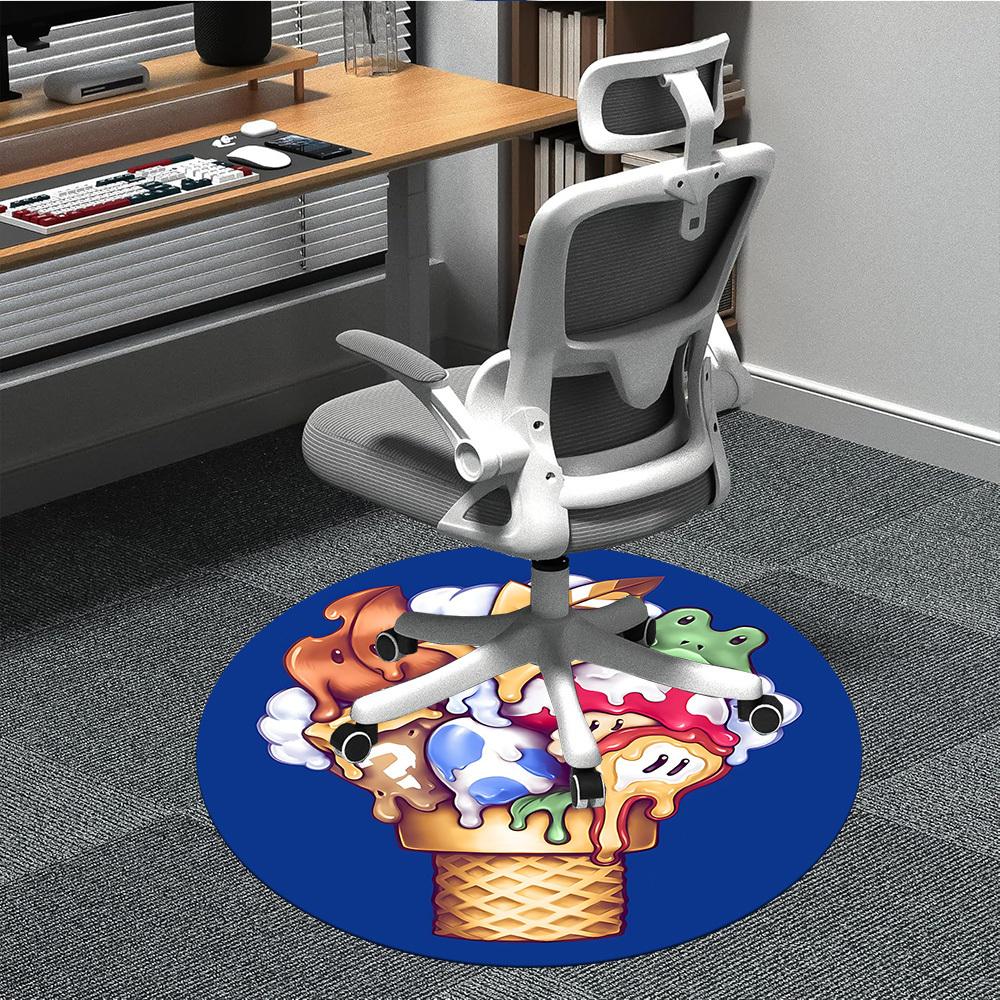 

1PC Mario Ice Cream Cones Office Round Area Rug, Indoor Mat Suitable For Office, Under Office Chairs Bedroom Living Room Home Decor DT1212068 80cm by 80cm