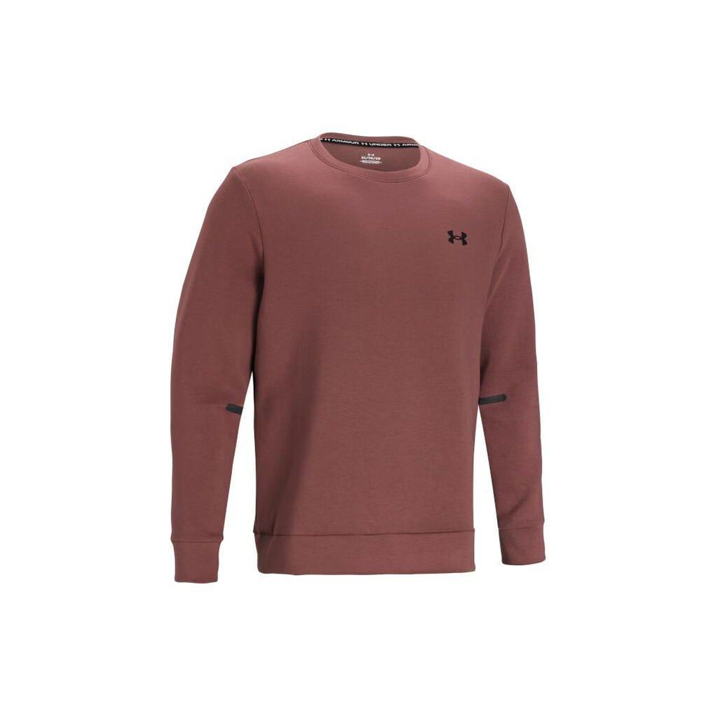 Under Armour Solid Color Training Crew Neck Long Sleeve Sweatshirt Men Sweatshirt Dark-Burgundy 1381688-688