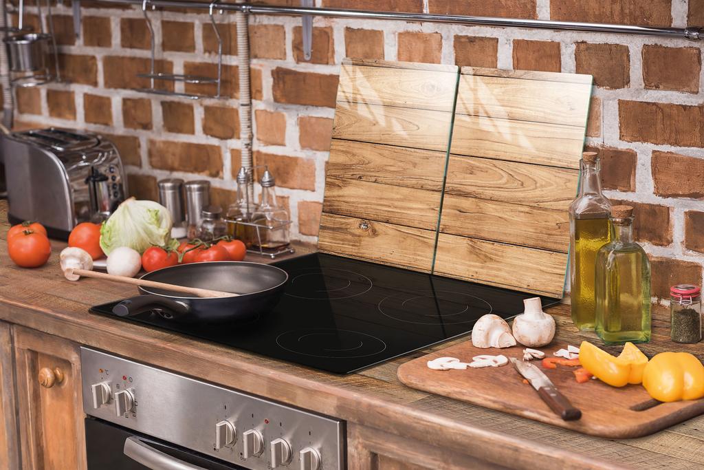 GLAS-SPRITZSCHUTZPLATTE FÜR DIE KÜCHE 2x35x52 HOLZ