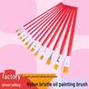 Pinselset mit roten Griffen und Nylonborsten: Größen 1-12 für Öl-, Farb-, Aquarell- und Acrylmalerei.