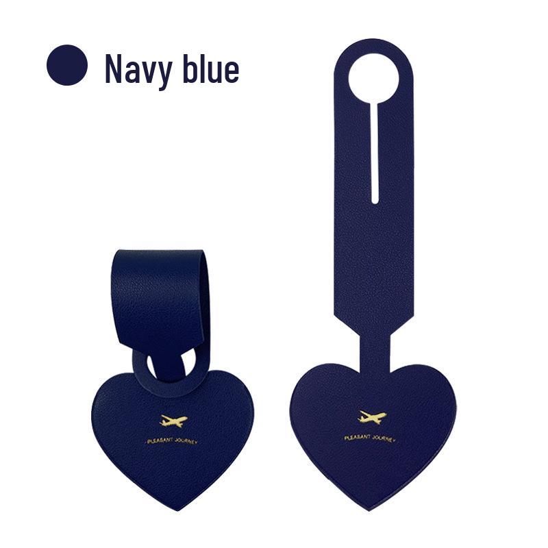 Настраиваемая багажная бирка из ПУ кожи с откидной крышкой и шнурком темно-синий