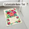Floral Art Theme Soft Crystal Velvet Rug Custom Name & Text Print Non Slip Floor Rug for Bedroom Living Room