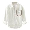 Surplus Hong Kong Style Pure Cotton Shirt for Men, Spring and Autumn Color-Blocking Patch Pocket Workwear, Stylish and Cool Long-Sleeve Casual Jacket