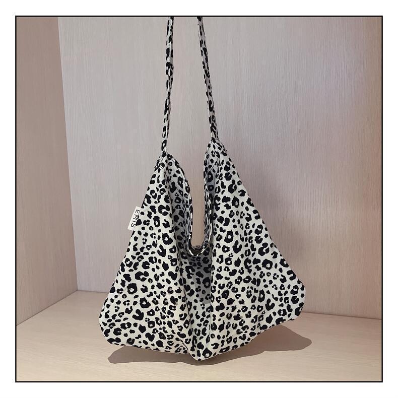 Korean Style Pink Leopard Print One-Shoulder Tote Bag